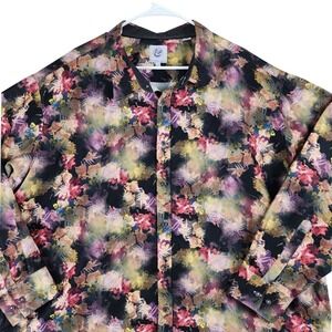 Kilburne & Finch Abstract Floral Button Down Shirt Mens 4XL Multicolor‎ Artistic